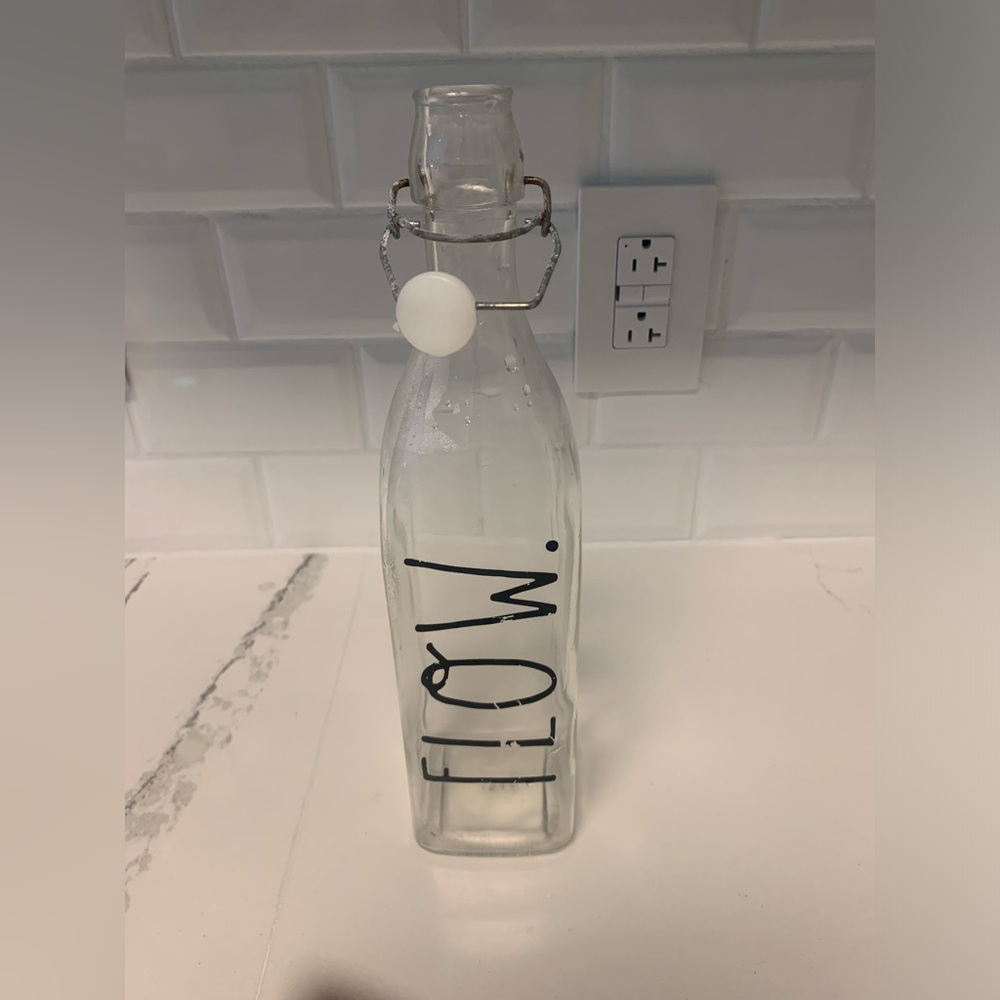 Rae Dunn clear glass bottle- FLOW